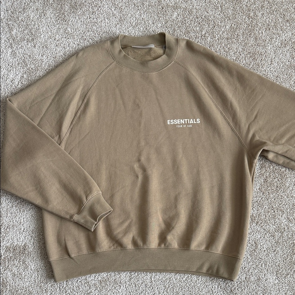 Essentials Fear Of God FOG Brown Oversized Crewneck Sweatshirt